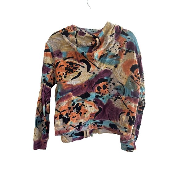 Shana K Tie-Dye Multicolor 100% Cotton Zip-Up Hoodie XL Made In India - Picture 2 of 4
